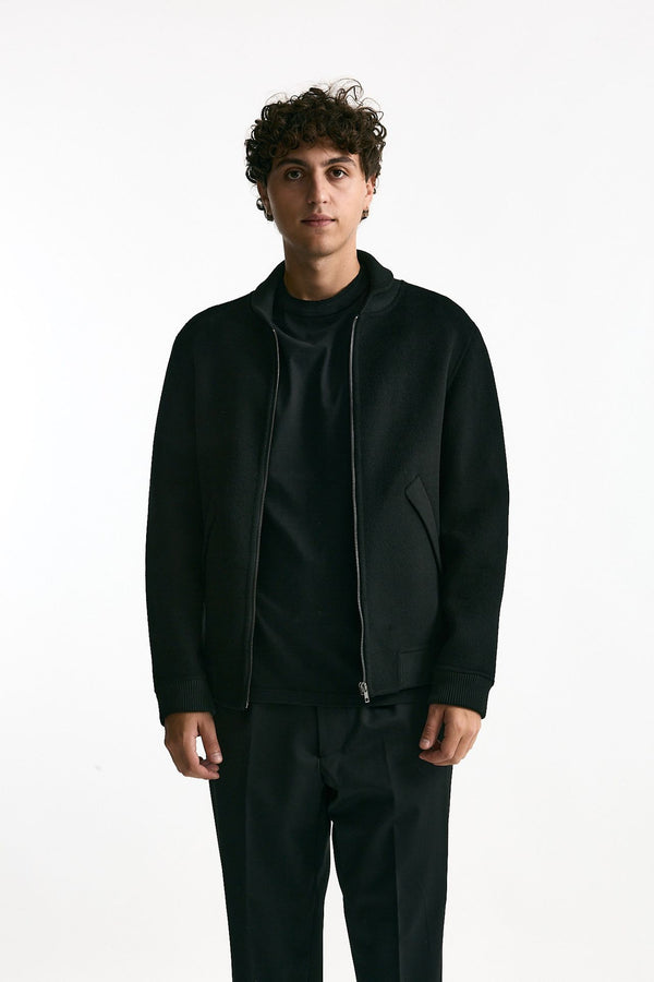 Bomber in panno di lana e cashmere nero men Grifoni