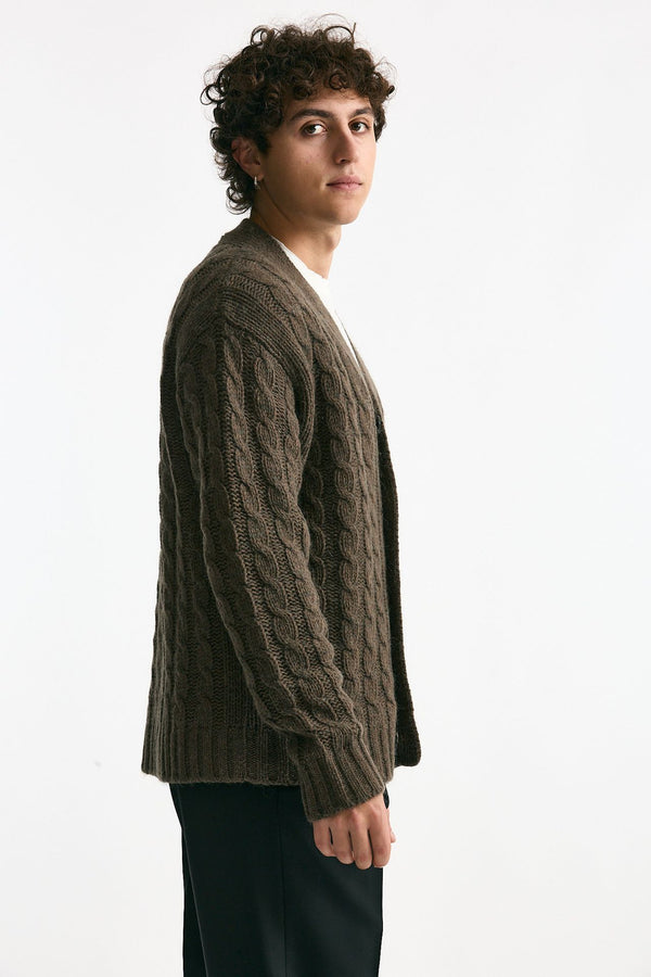 Cardigan in lana alpaca e mohair fango men Grifoni