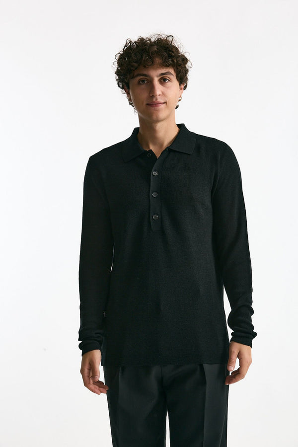 Polo in lana nero men Grifoni