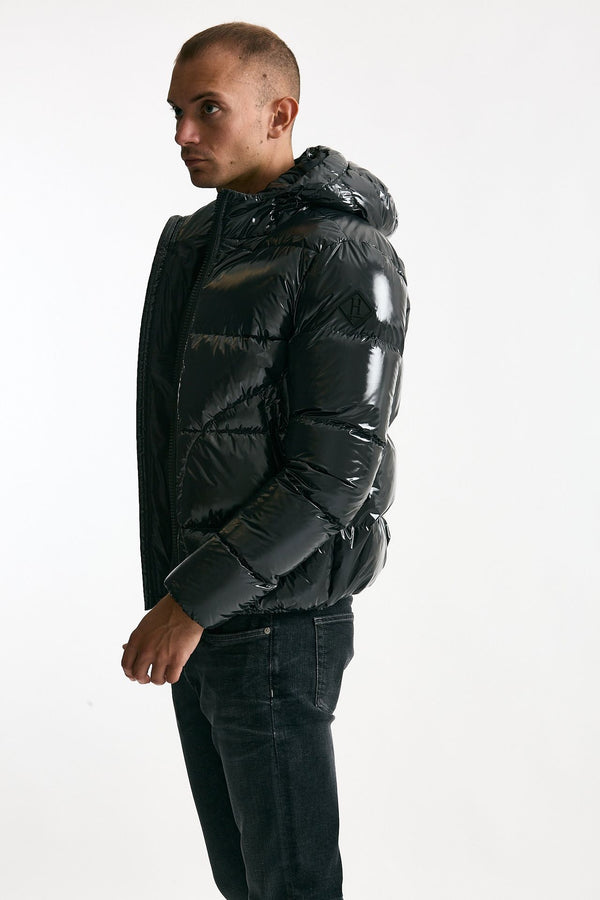 Piumino imbottito in nylon laccato grigio men Herno