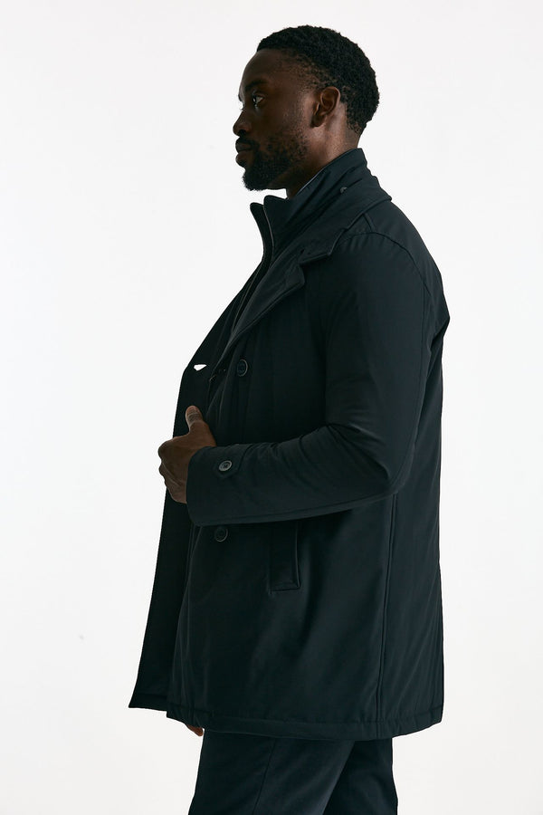 Giubbino doppiopetto imbottito in nylon stretch blu men Herno