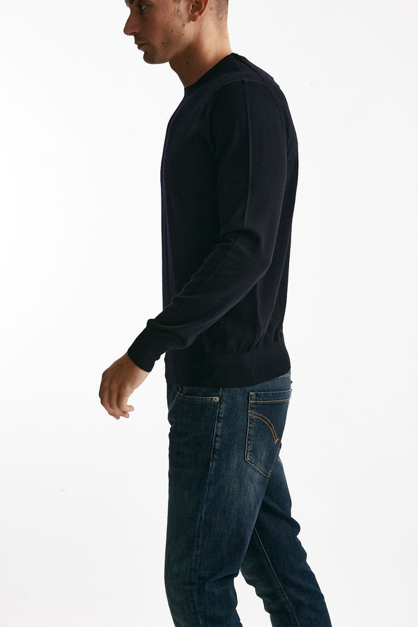 maglia girocollo in lana rasata blu men Hosio
