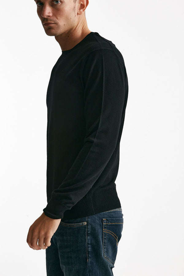 maglia girocollo in lana rasata nero men Hosio