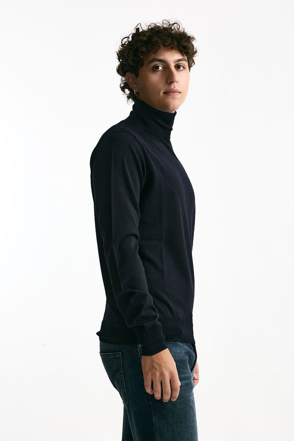 Dolcevita in lana rasata blu men Hosio