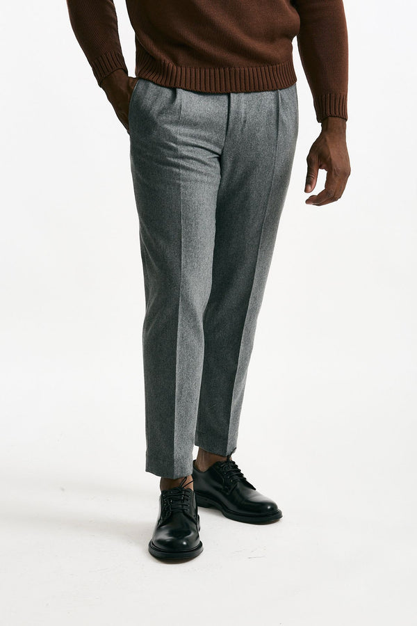 Pantalone in flanella di lana grigio men Incotex