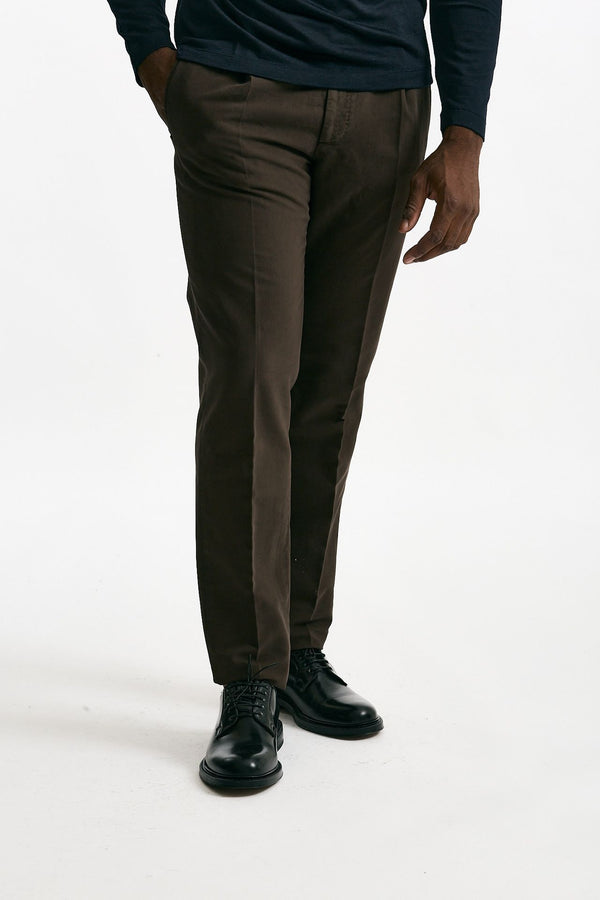 Pantalone in cotone stretch marrone men Incotex