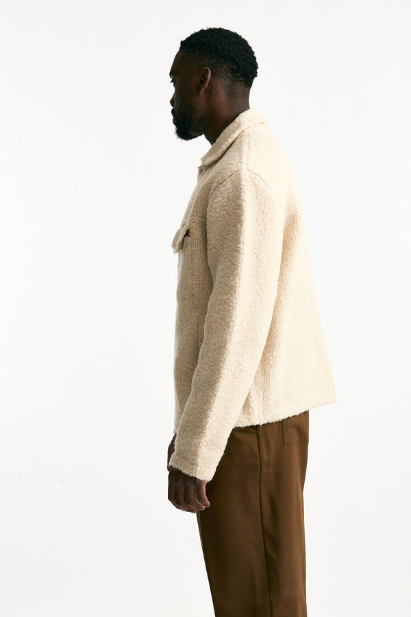 Giubbino lana bouclè panna men Laneus