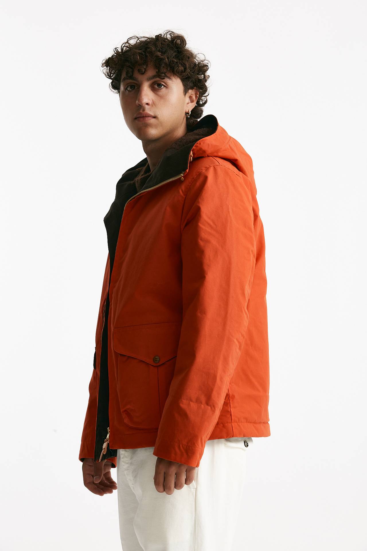 giubbotto blazer coat in cotone cerato arancio men Manifattura ceccarelli - 4