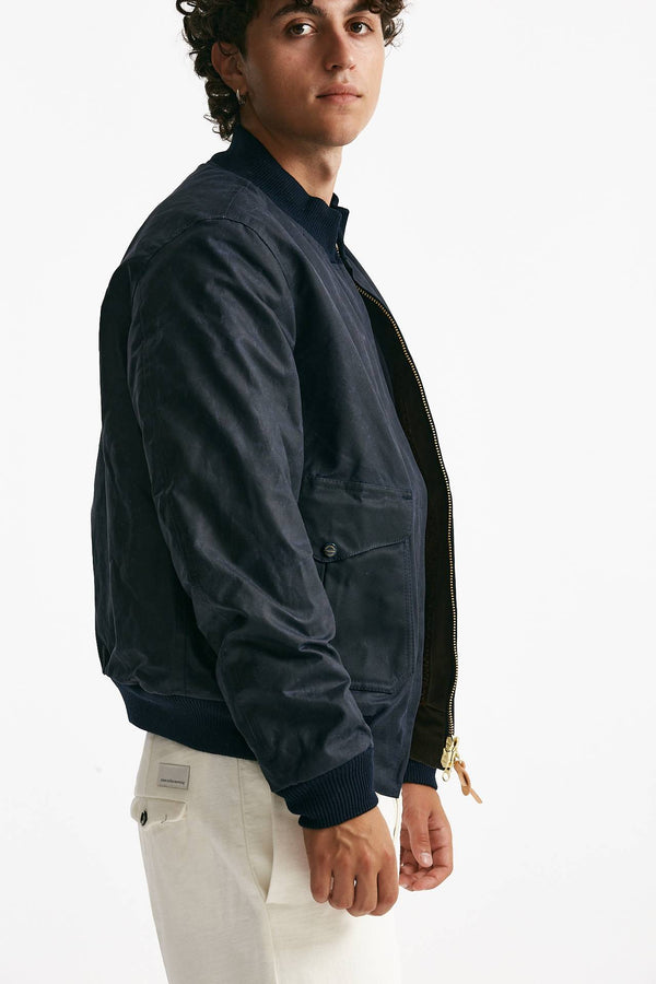 bomber new bomber in cotone cerato blu men Manifattura ceccarelli