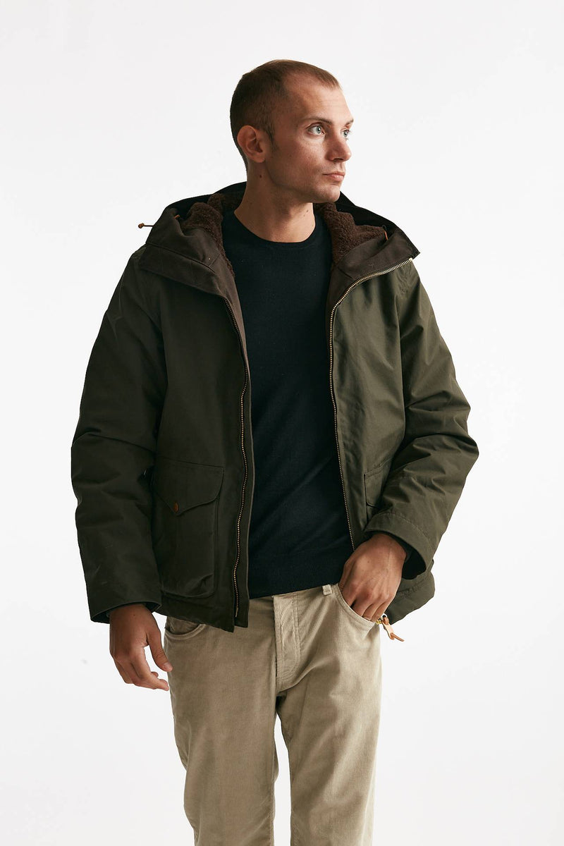 giubbotto blazer coat in cotone cerato marrone men Manifattura ceccarelli