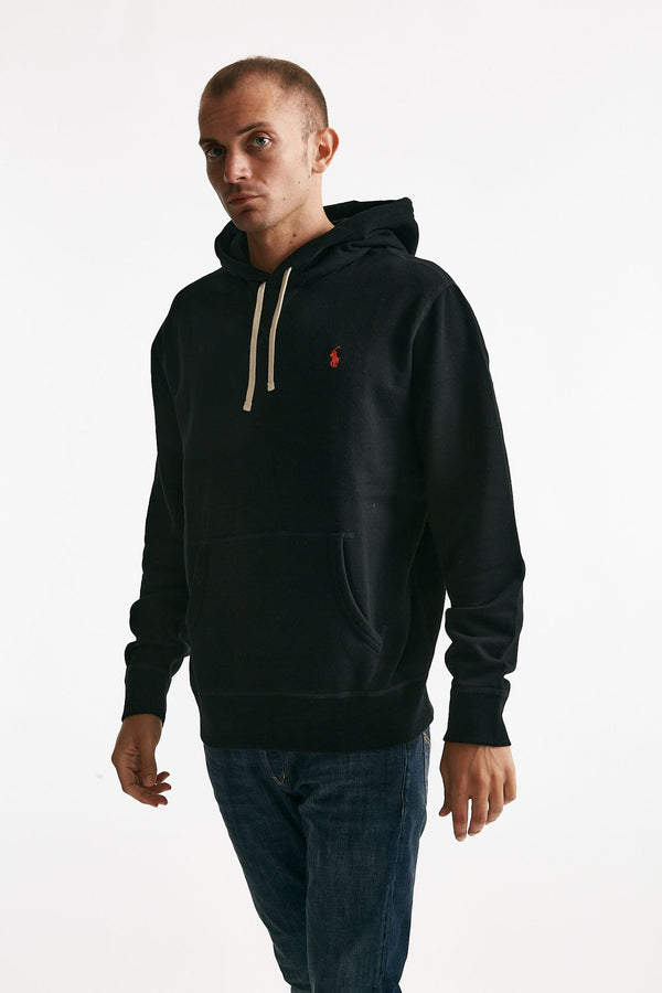 felpa con cappuccio in misto cotone nero men Polo ralph lauren
