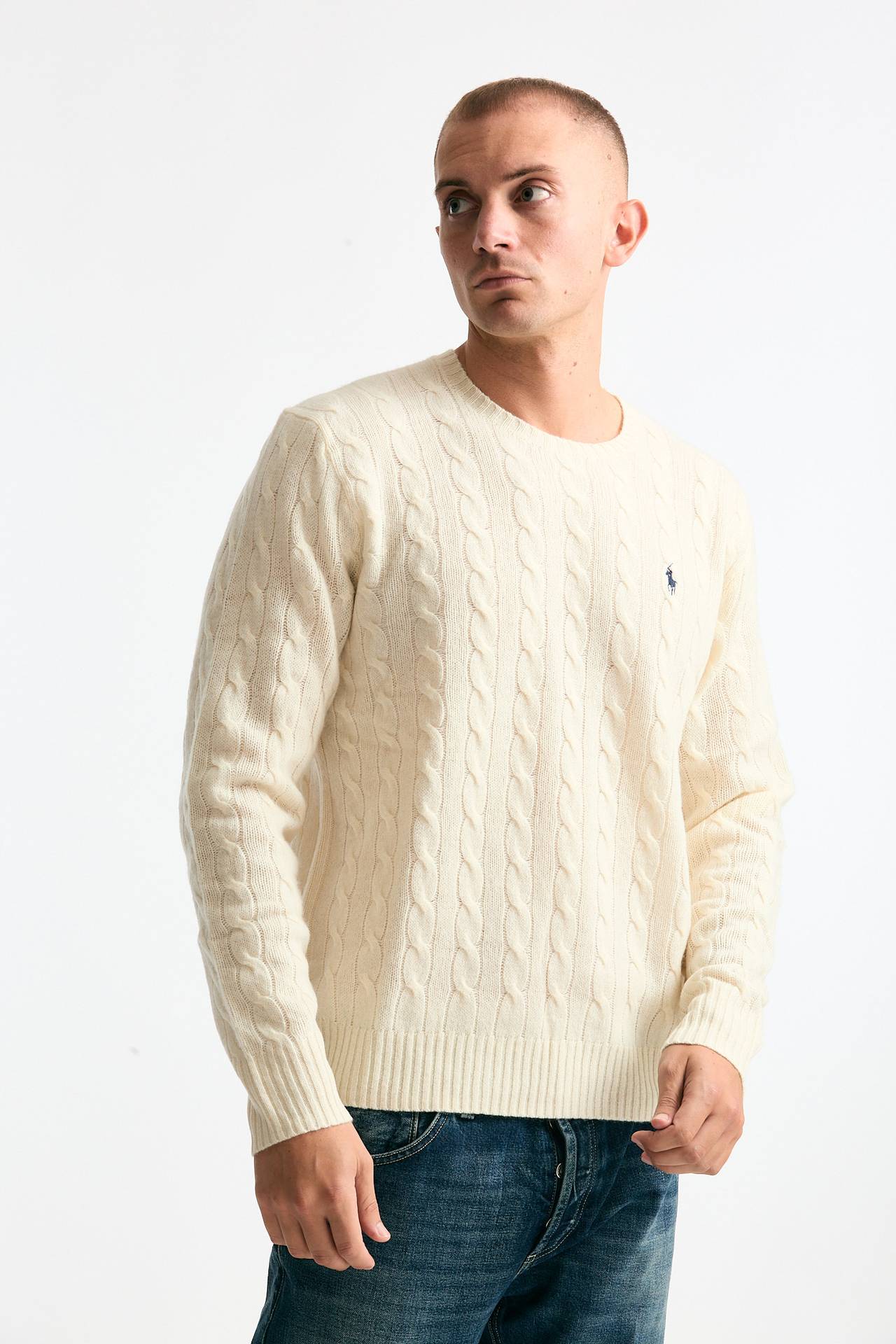 Maglia in lana a trecce lana/cashmere panna men Polo ralph lauren - 4