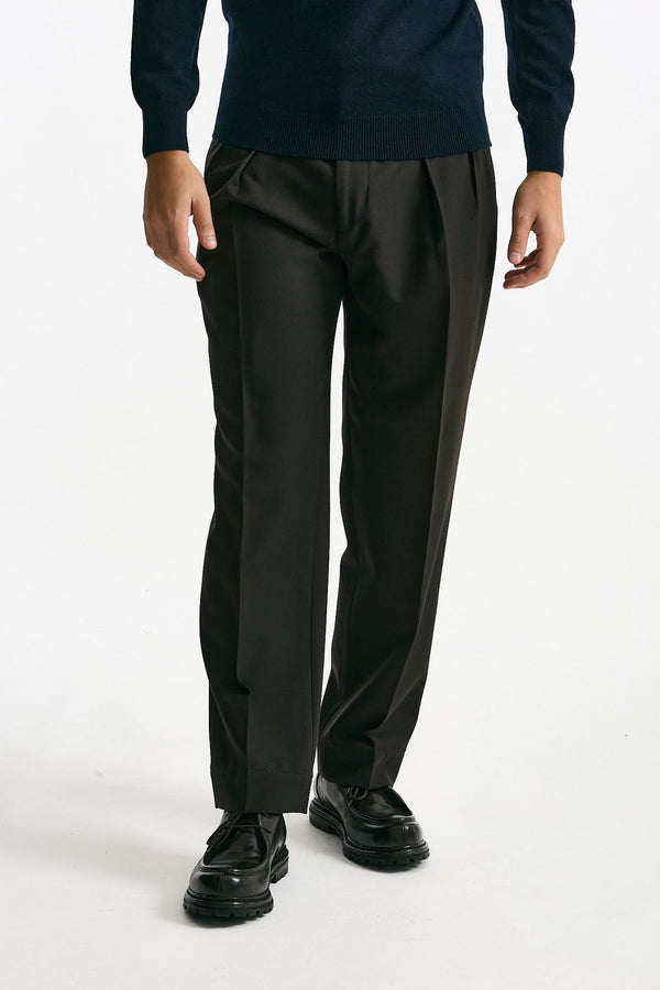 Pantalone in misto lana stretch marrone men Santaniello