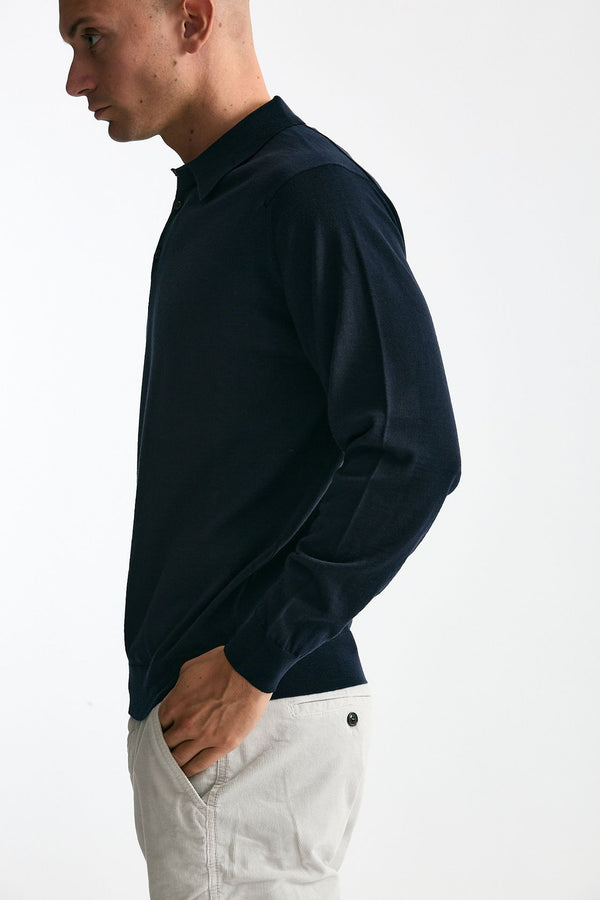 Polo KNOLL in lana blu men John smedley