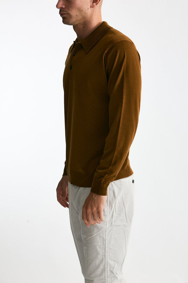 Polo KNOLL in lana ocra men John smedley