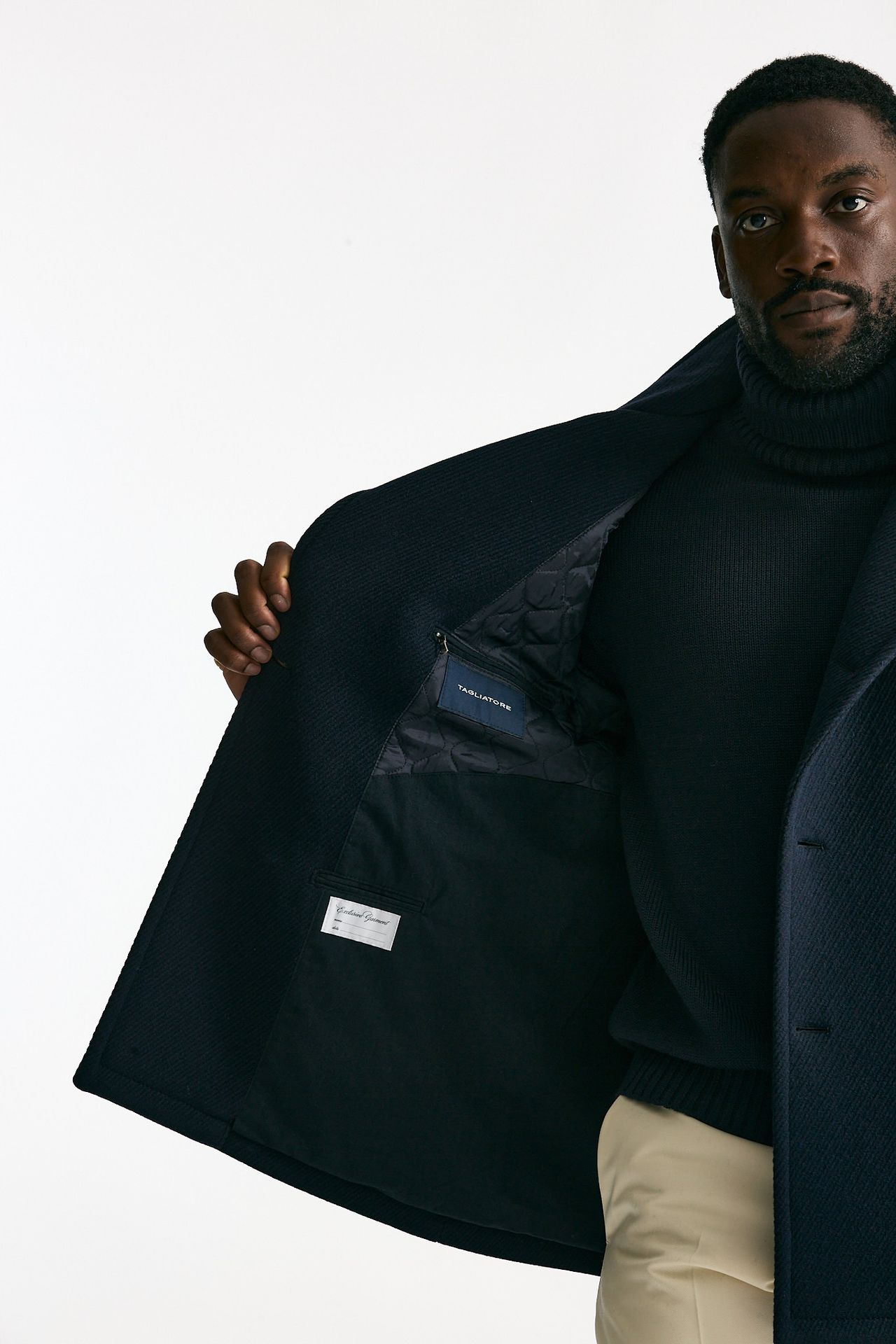 Peacoat in misto lana blu men Tagliatore - 10