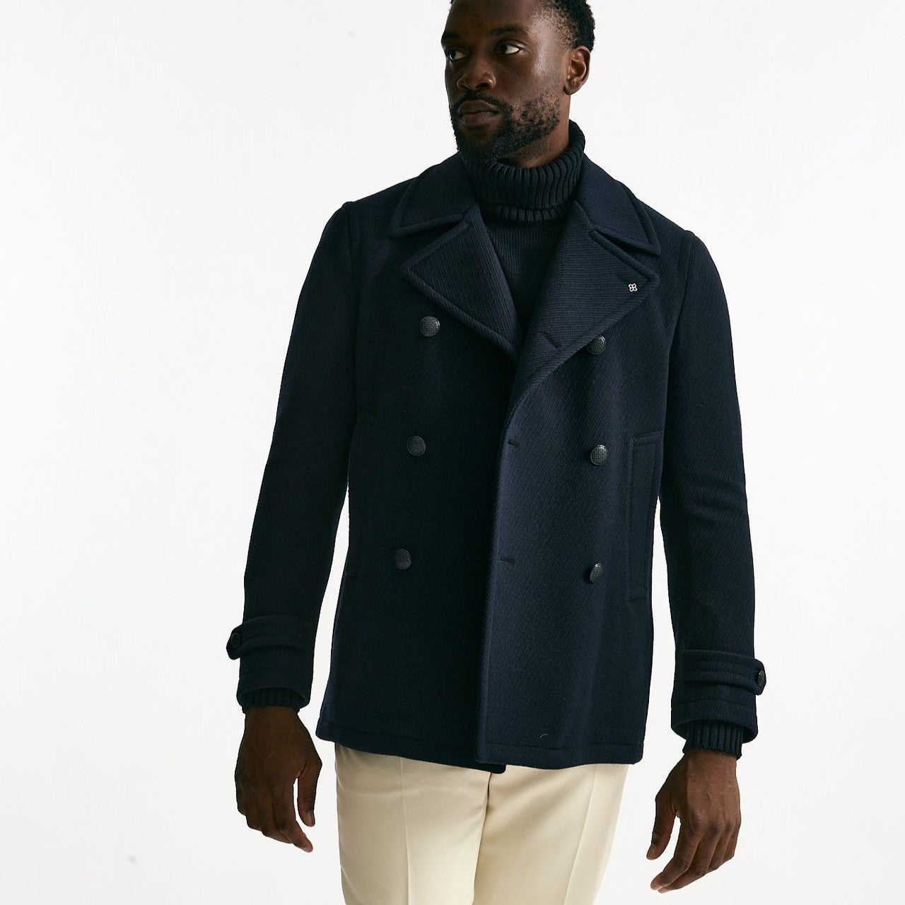Peacoat in misto lana blu men Tagliatore - 11