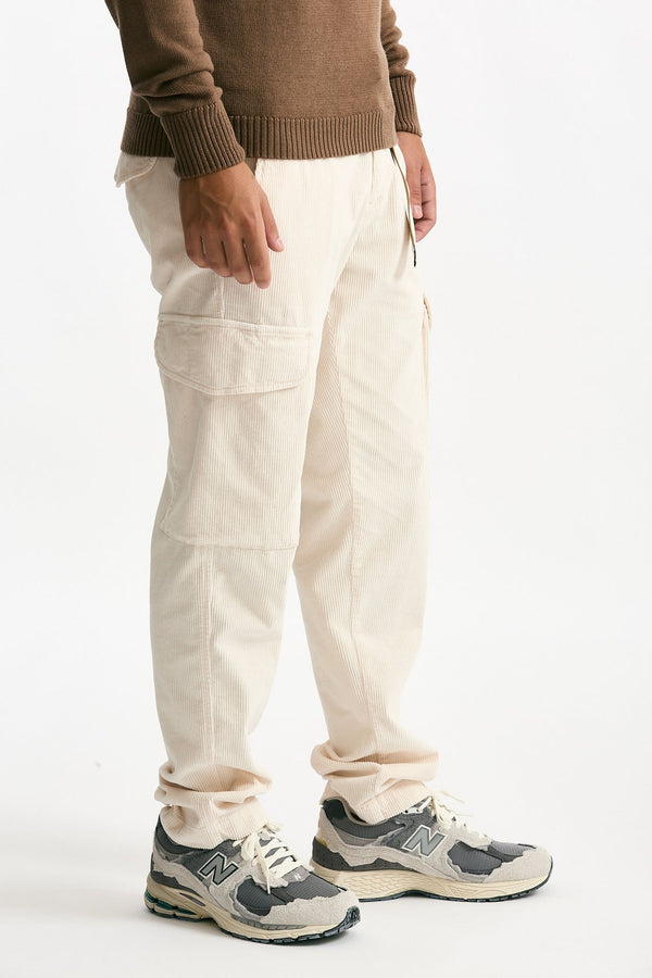 Pantalone in velluto di cotone stretch panna men White sand