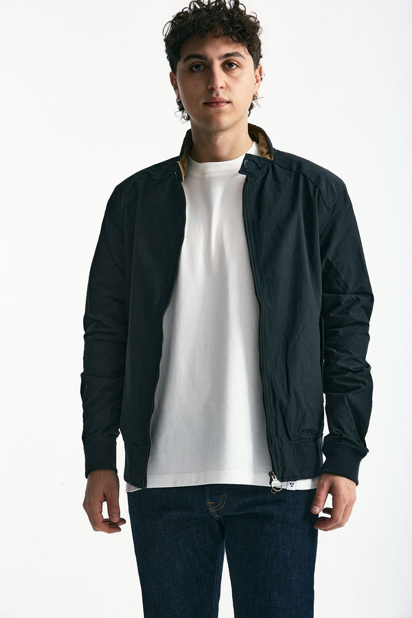 Bomber RECTIFIER HARRINGTON in nylon e cotone blu men Barbour