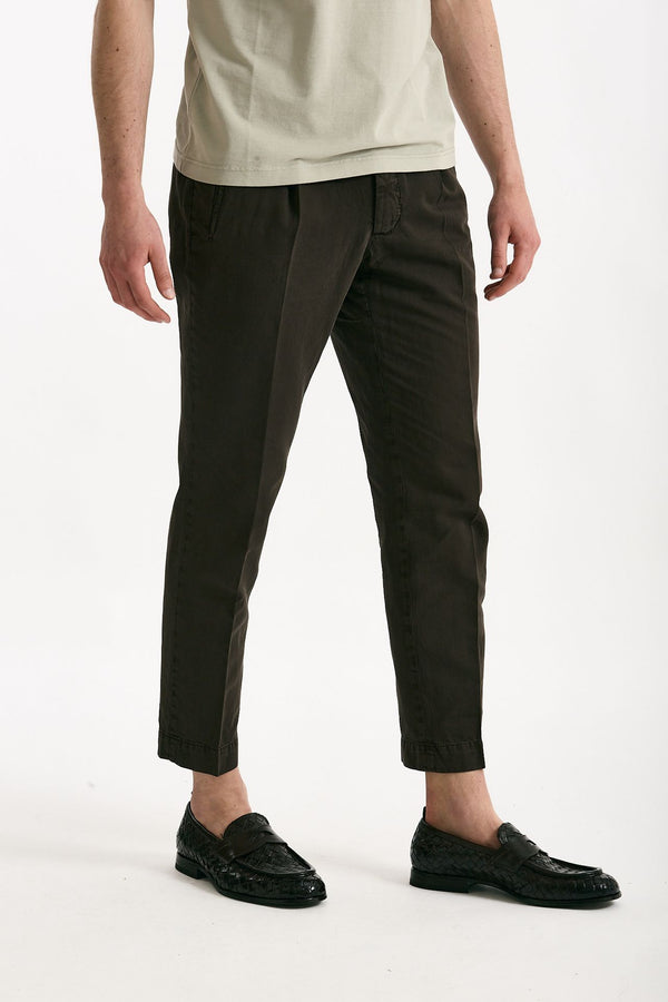 Pantalone cotone e lino marrone men Incotex