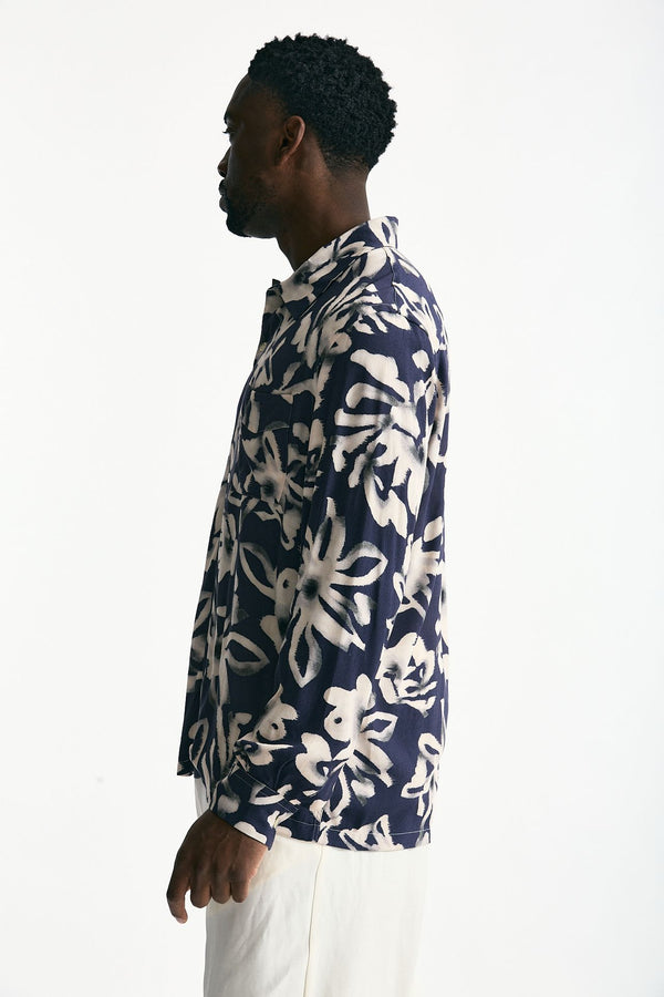 Camicia in viscosa e lino fantasia men Laneus