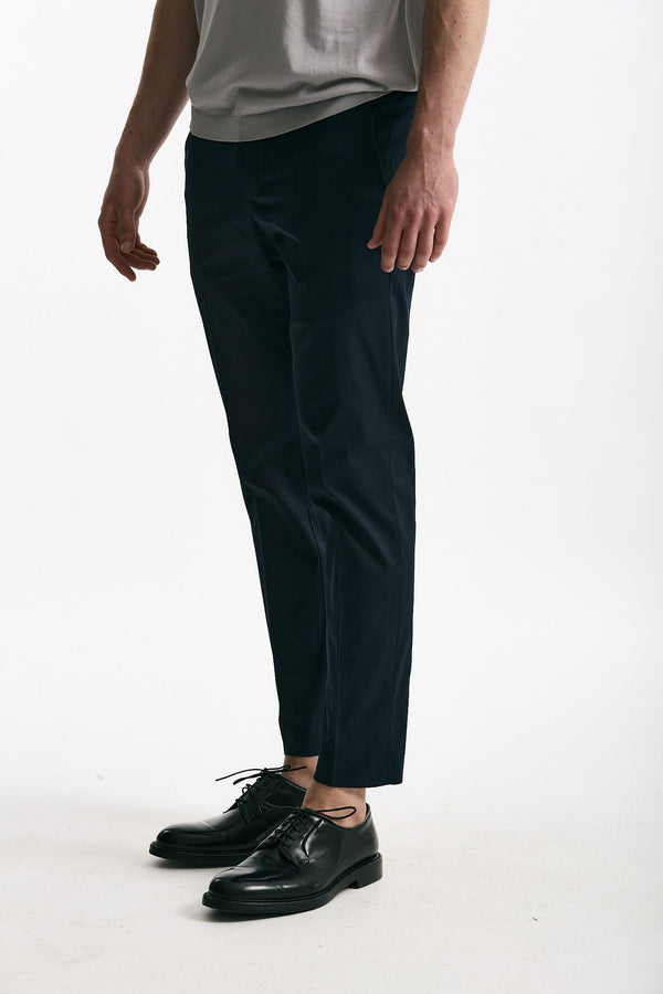 Pantalone EDGE-DIECI in cotone raso stretch blu men Pt torino