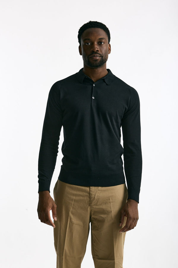 Polo BRADWELL in cotone sea island nero men John smedley