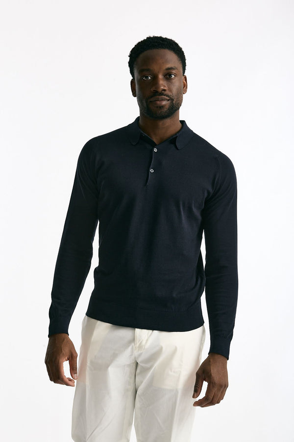 Polo BRADWELL in cotone sea island blu men John smedley