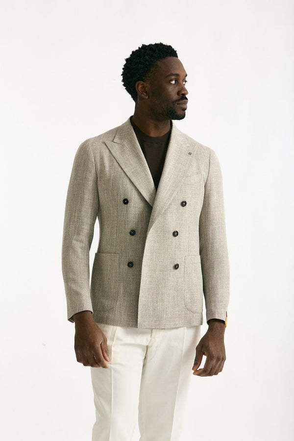 Giacca doppiopetto MONTECARLO spinato beige men Tagliatore