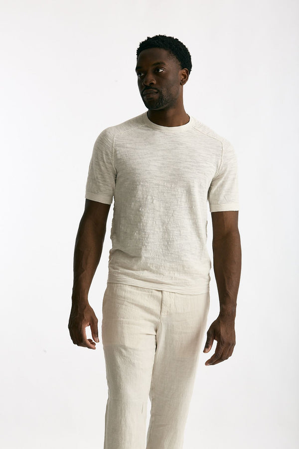 T shirt in cotone e lino beige men Transit uomo