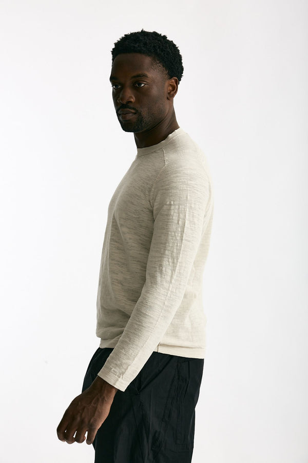 T shirt in cotone e lino beige men Transit uomo