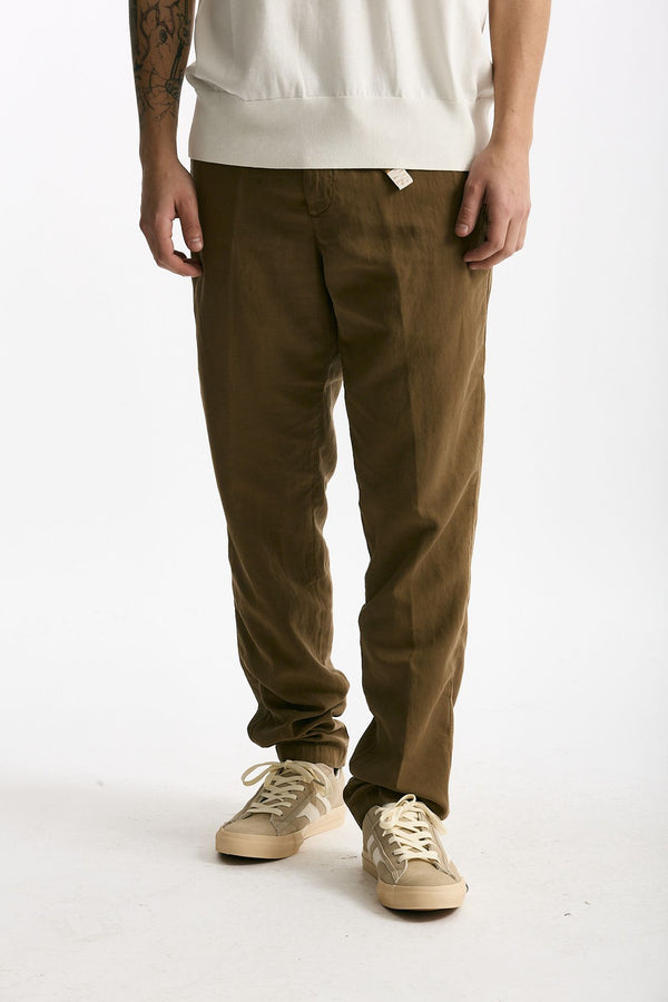 Pantalone in lyocell lino e cotone cammello men White sand