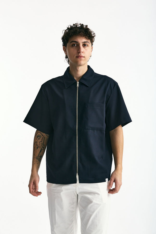 Camicia mezza manica blu men Woc