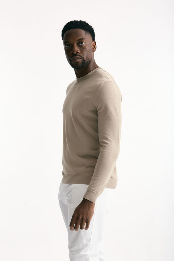 Maglia girocollo in cotone beige men Zanone