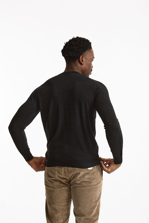Maglia in lana rasata MODERN grigio antracite men Drumohr