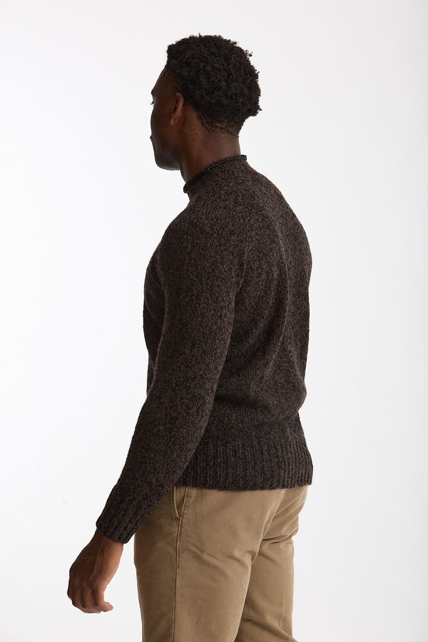Maglia in lambswool Moulinè marrone e nero men Drumohr