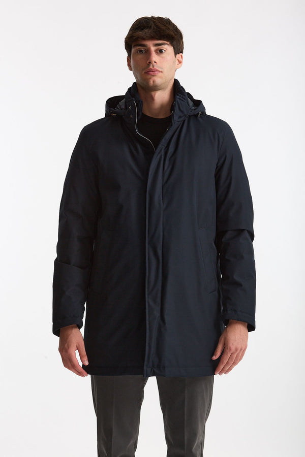Parka in nylon e viscosa blu men Herno