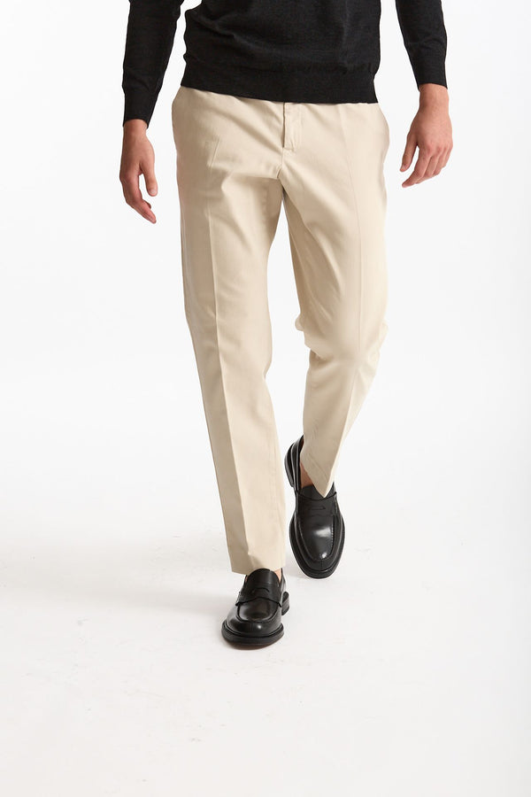 Pantalone EDGE-REBEL in cotone stretch panna men Pt torino