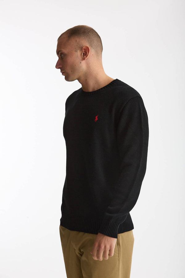 Maglia girocollo in cotone nero men Polo ralph lauren