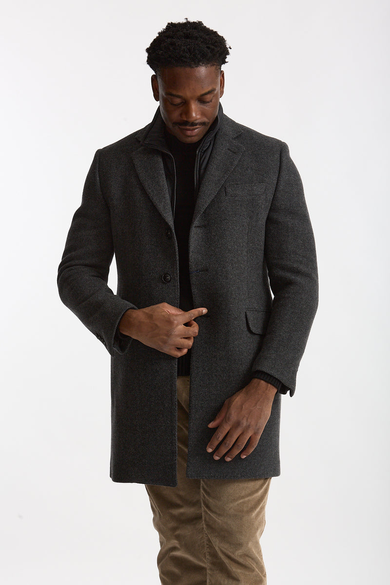 Cappotto monopetto double coat spigato grigio men Fay - 1