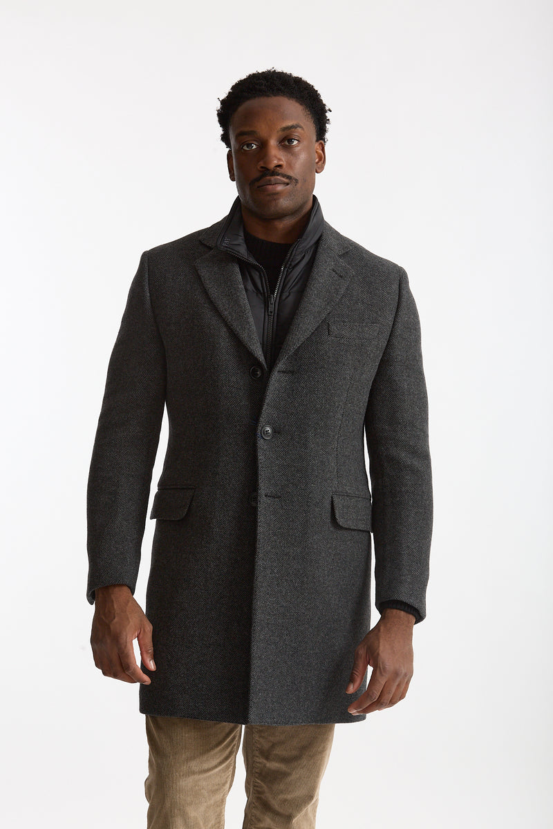 Cappotto monopetto double coat spigato grigio men Fay - 6