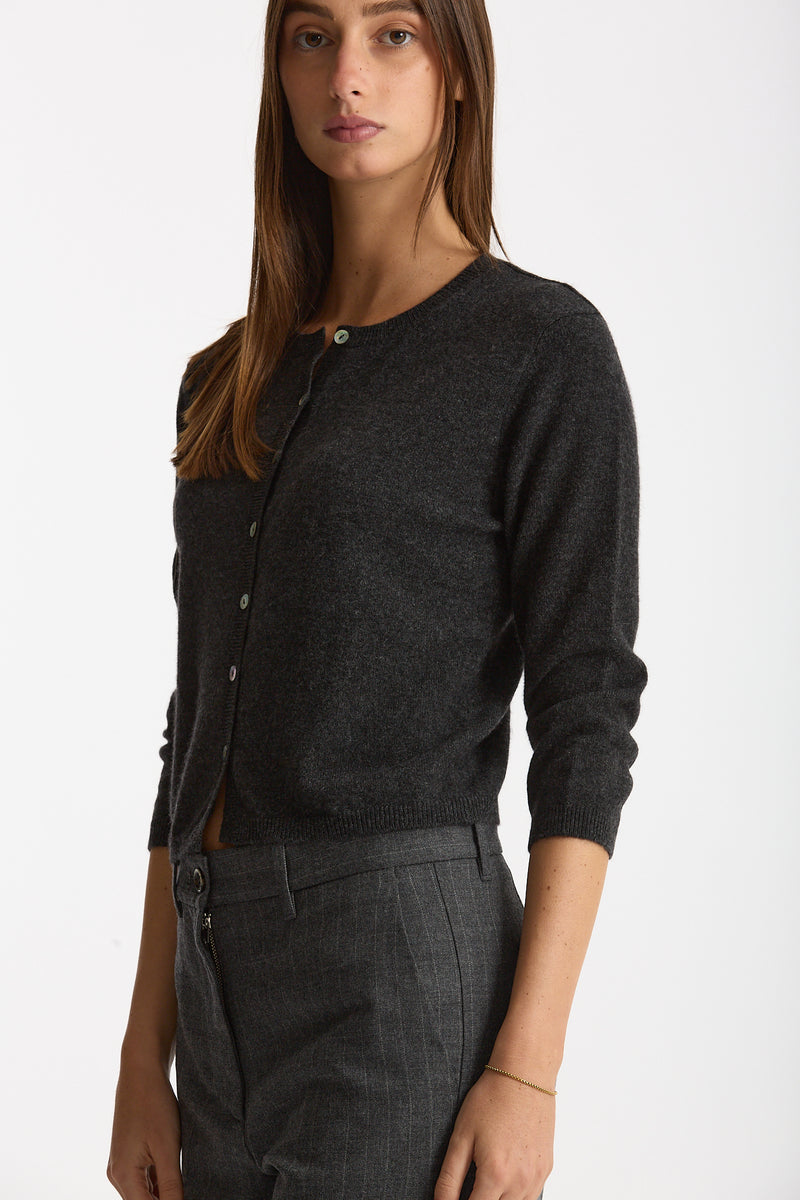 Cardigan slim in morbido cashmere grigio antracite women Be you - 2