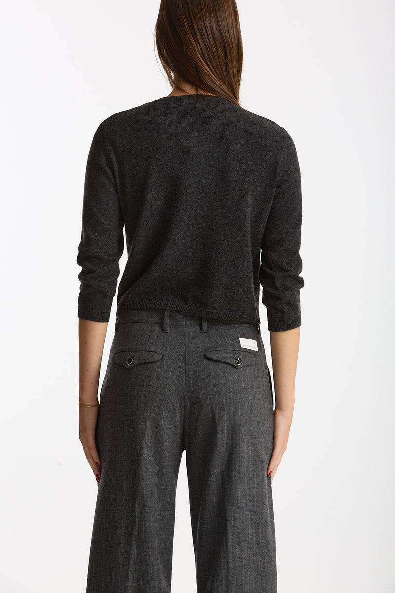 Cardigan slim in morbido cashmere grigio antracite women Be you - 3