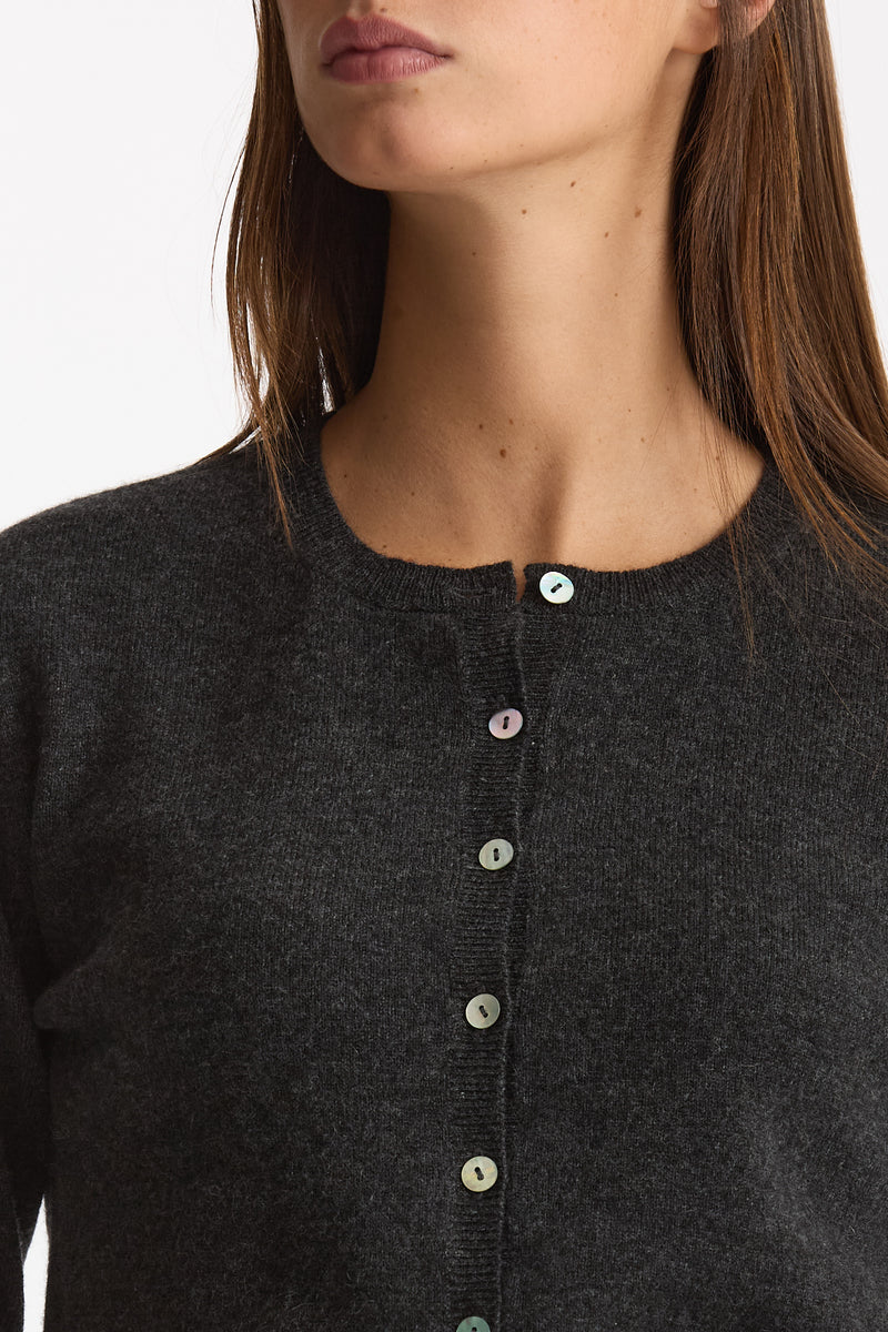 Cardigan slim in morbido cashmere grigio antracite women Be you - 5