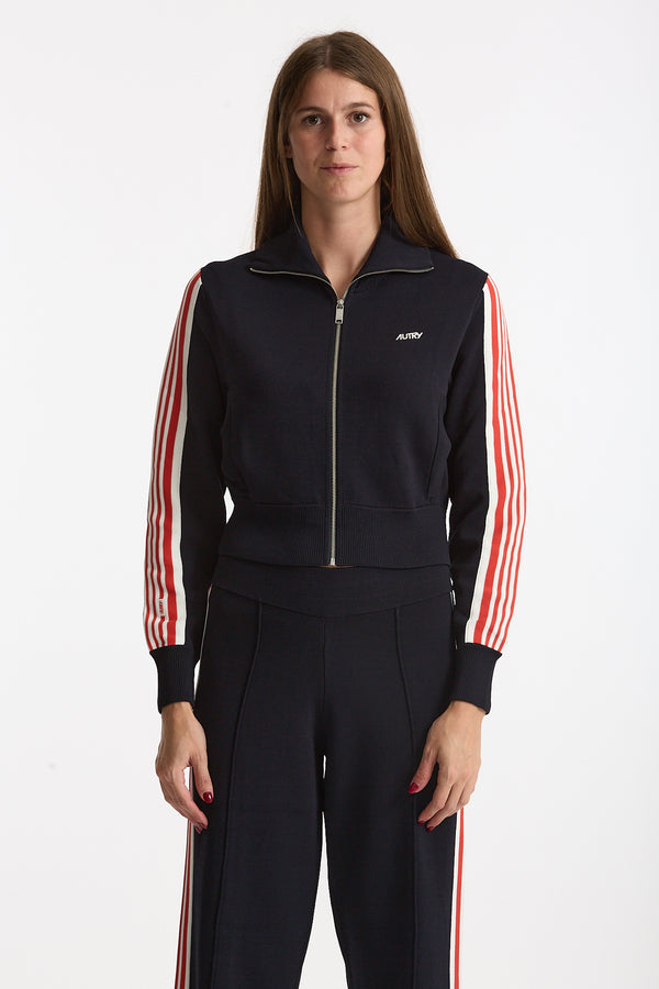 Felpa zip in viscosa blu women Autry