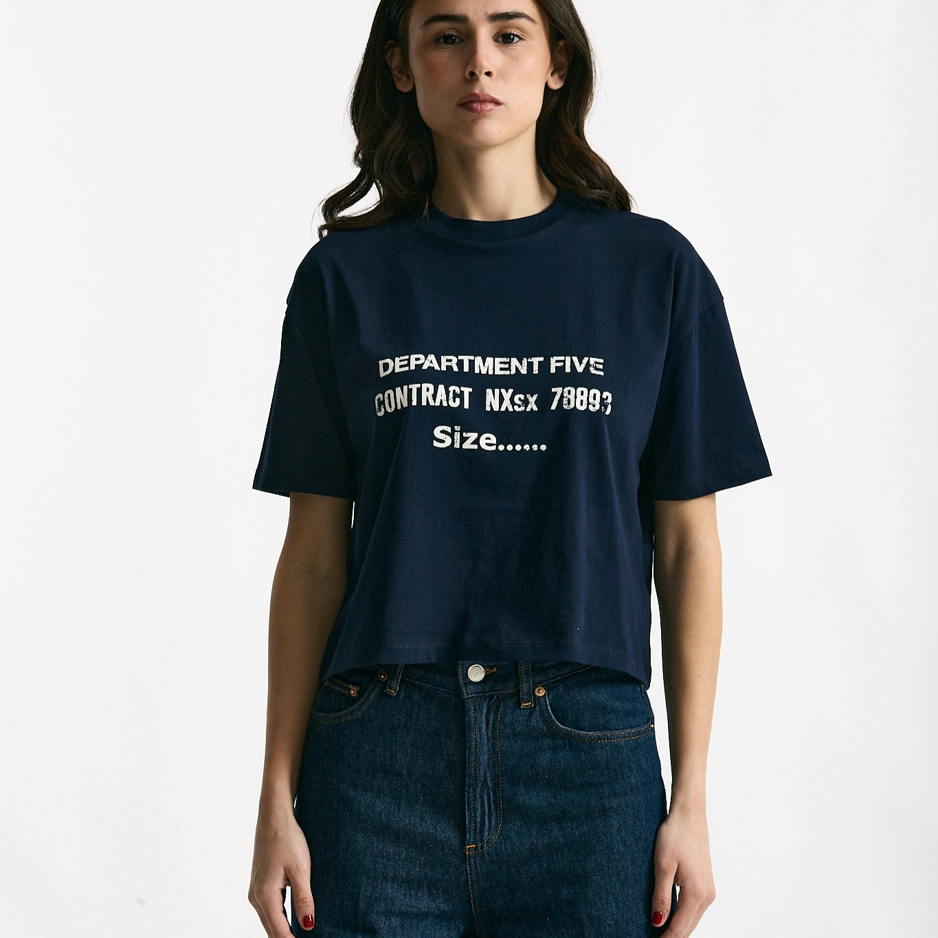 T-shirt boxy blu con stampa women Department five - 7