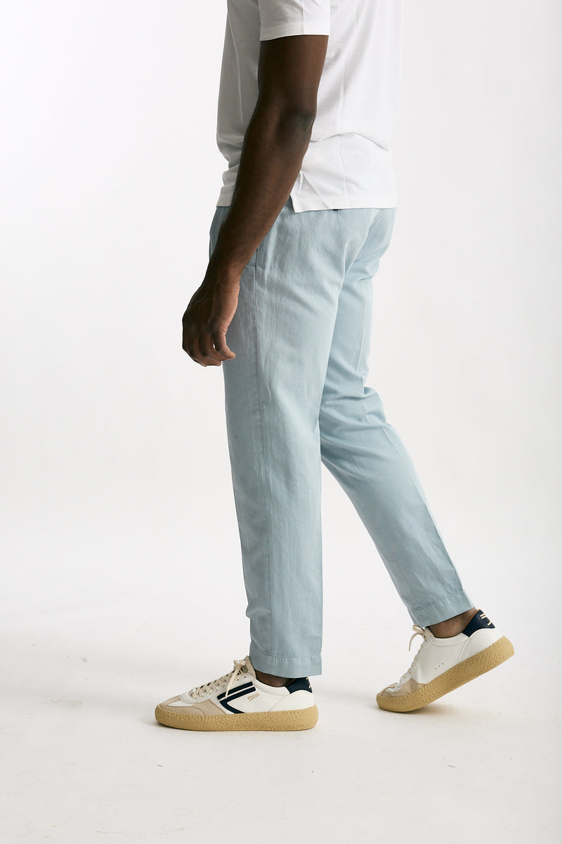 Pantalone azzurro Cotone e lino men Incotex - 3