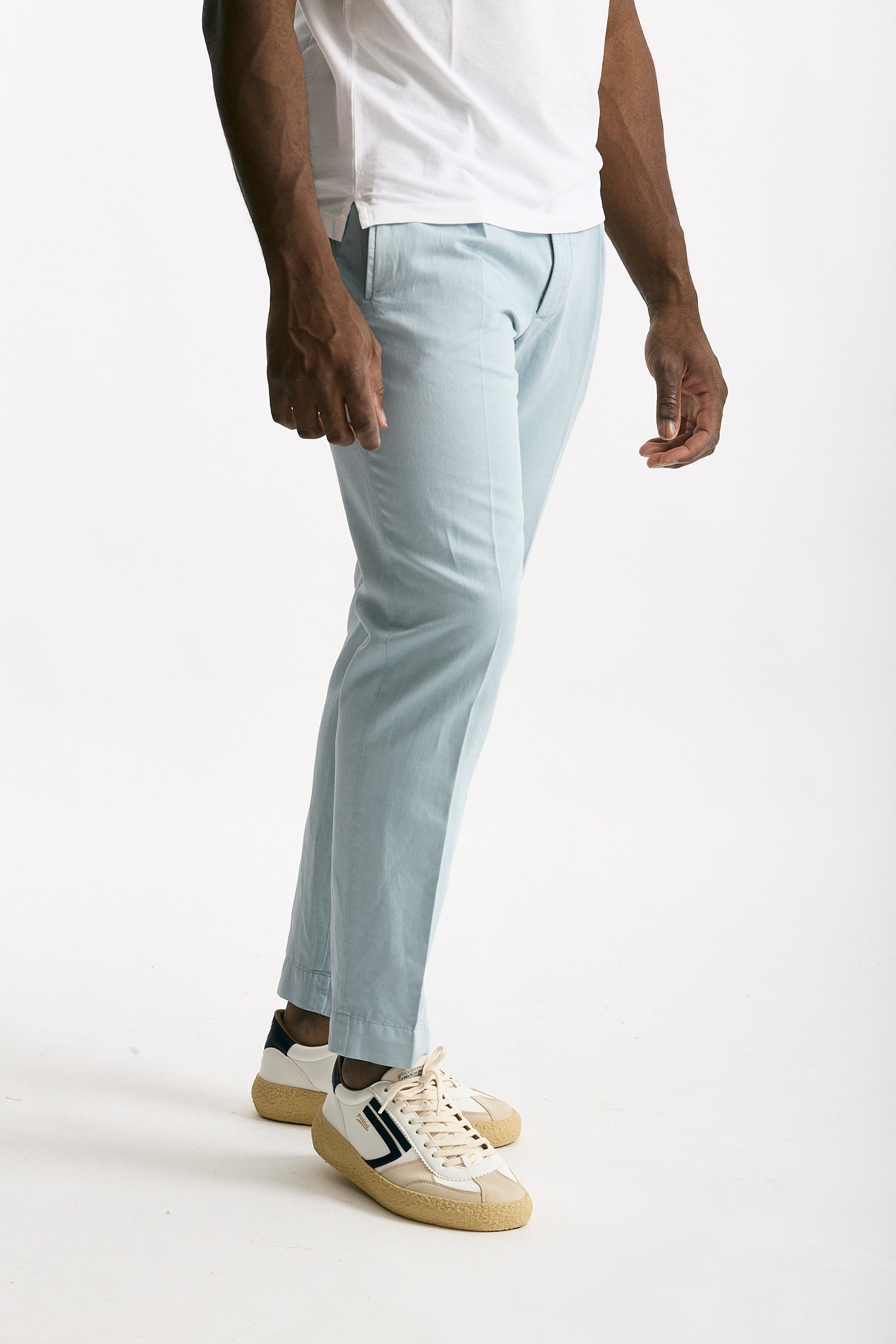 Pantalone azzurro Cotone e lino men Incotex - 1