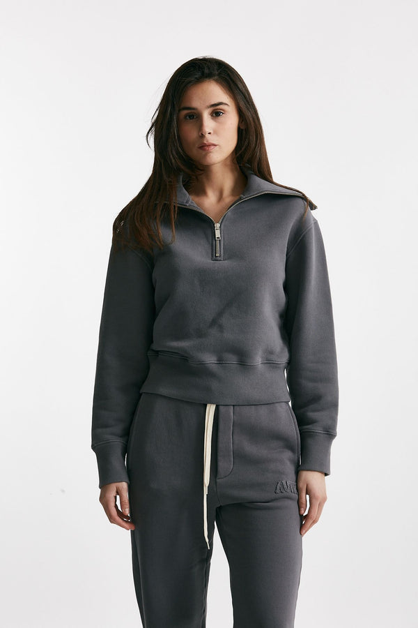 felpa polo antracite con zip women Autry