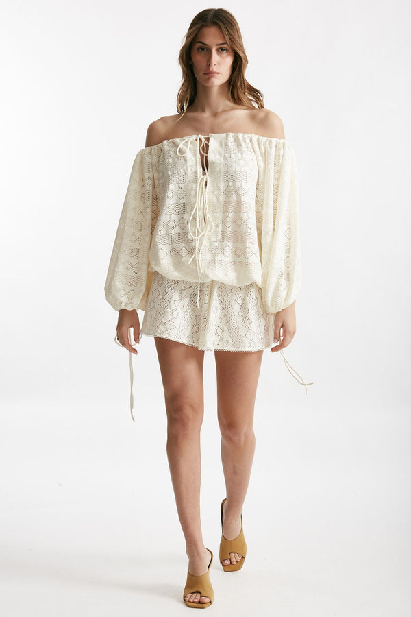 jumpsuit scollata in sangallo panna women The andamane